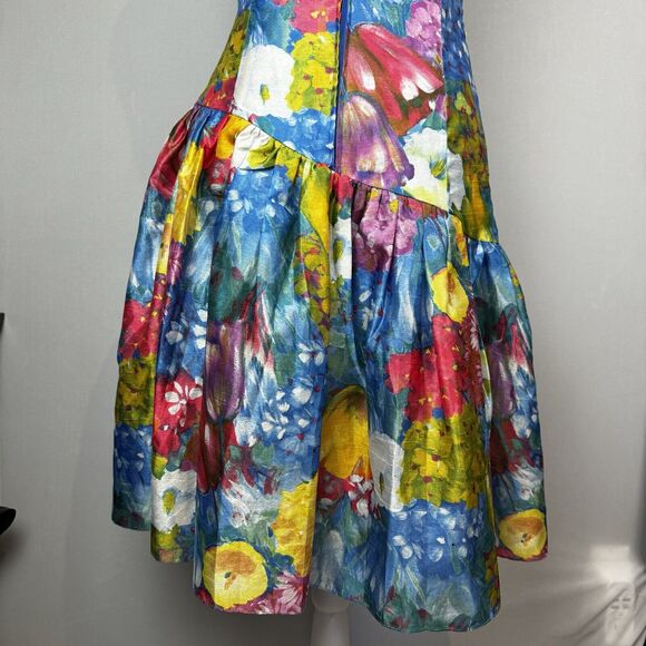 Sonia Fernandez Colorful Silk Dress Made In France Women’s Size M? Wrap Style - Picture 8 of 13